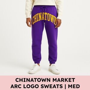 Chinatown Market Arc Logo Sweatpants Purple/Gold Fleece Streetwear Men’s M